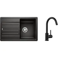 BLANCO Schwarzes spülbecken- und mischbatterie-set 527917
