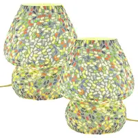 Marrakesch Orient & Mediterran Interior 2er-Set Tischlampen Aubina Motiv 4, Glasmosaik von Hand gefertigt, E27 23 cm