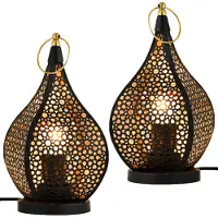 Marrakesch Orient & Mediterran Interior Tischlampen Bamako innen Gold, für stimmungsvolles Licht, 2er-Set, Schwarz 27 cm