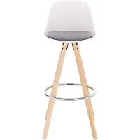 Dripio Hoher Barhocker Helve - Sitzhöhe 75cm - Grau/Weiß - 1er Set - Küche - Barhocker - Mit Rückenlehne - Kunstleder - Braunes Gestell