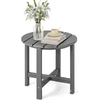 GIANTEX Balkontisch Gartentisch Klein, Garten Beistelltisch Wetterfest, Balkon Beistelltisch aus UV-beständigem HDPE, Patio Tisch bis 100 kg tragbar, Grau