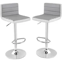 GIANTEX 2er set Barhocker, 360° Drehstuhl mit Höhenhebel, großen Metallbasis & rutschfesten Ring Ergonomischer Küchenhocker mit Rückenlehne, Fußstütze