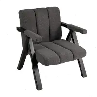 GIANTEX Lesesessel, gepolsterter Stuhl mit Armlehnen, Metallrahmen, ergonomische Rückenlehne, moderner Loungesessel mit 4 verstellbaren Füßen, Grau