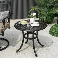 GIANTEX Runder Gartentisch, Terrassentisch aus Gussaluminium mit verstellbaren Füßen, allwettertauglicher runder Beistelltisch, 60 x 60 x 53 cm, bronzen