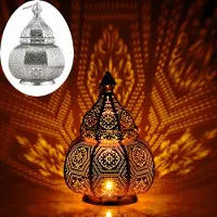 Marrakesch Orient & Mediterran Interior Tischlampe Laterne mit E27-Fassung, für stimmungsvolles Licht, in Silber 30 cm