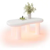 Aiorber Couchtisch in Wolkenform, 16-farbige LED-Beleuchtung, Schublade, Modern, Stauraum, 98×65,5×40cm, Weiß
