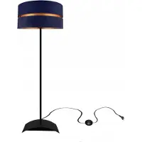 FKL DESIGN Home Deco Stehlampe Wohnzimmer Dunkelblau-Gold Stehleuchte Standleuchte Design Modern E27 aus Serie N340 (N340-P-DBDB)
