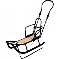 FKL DESIGN Home Deco Schlitten aus Metall für Kinder mit Rücklehne und mit Polar-Fleece Fußsack, Grün