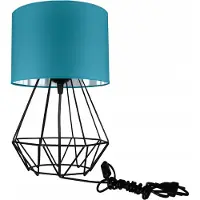 FKL DESIGN Home Deco Moderne Lampe Schreibtischlampe Tischlampe Tischleuchte Nachttischlampe Leuchte Türkis-Silber aus Serie N230 (N230-N1-TS)