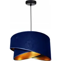 FKL DESIGN Home Deco Hängelampe Pendellampe Lampenschirm aus Velours Dunkelblau Esszimmerlampe, Wohnzimmer, Küchenlampe aus Serie N131 (N131-DB)
