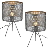 Marrakesch Orient & Mediterran Interior 2er-Set Tischlampen Permius aus Metall, für stimmungsvolles Licht, Schwarz 42 cm