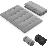 GIANTEX Bodenmatratze 140x200 cm, Futon Matratze Japanisch, Tatami Matte Faltbar & Tragbar, Klappmatratze mit Tragetasche & Abnehmbarer Bezug, Grau
