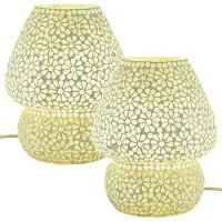 Marrakesch Orient & Mediterran Interior 2er-Set Tischlampen Aubina Motiv 1, Glasmosaik von Hand gefertigt, E27 23 cm