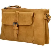 Christian Wippermann Kleine Damen Tasche Schultertasche Umhängetasche Crossover Bag Leder Optik Handtasche Gelb