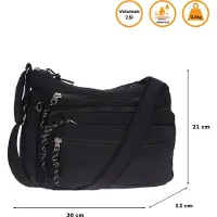 Christian Wippermann Große Damen Tasche Schultertasche Umhängetasche Henkeltasche Nylon Optik Bag Schwarz