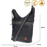 Christian Wippermann große Damen Tasche Umhängetasche Beuteltasche Handtasche Crossover Leder Optik Blau-Grau