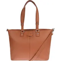 Christian Wippermann Große Damen Tasche Schultertasche Umhängetasche Crossover Bag Leder Optik Handtasche Cognac