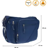 Christian Wippermann Große Damen Tasche Schultertasche Umhängetasche Henkeltasche Nylon Optik Bag Blau