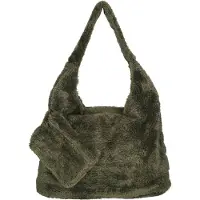 Christian Wippermann Große Damen Tasche Teddy Plüsch Schultertasche Umhängetasche Crossover Bag Handtasche Olive