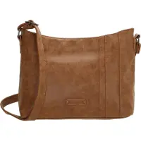 Christian Wippermann Damen Tasche Schultertasche Umhängetasche Crossover Bag Leder Optik Handtasche Camel