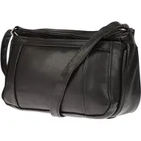 Christian Wippermann Damen Tasche Schultertasche Umhängetasche Crossover Bag Leder Optik Handtasche Überschlag Schwarz