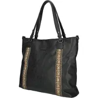 Christian Wippermann XL großer Damen Shopper Umhängetasche Tasche Leder Optik Schultertasche Büro Arbeit Schwarz