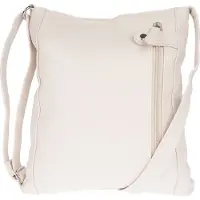 Christian Wippermann Damen Tasche Schultertasche Umhängetasche Crossover Bag Leder Optik Handtasche Offweiss