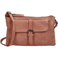 Christian Wippermann Kleine Damen Tasche Schultertasche Umhängetasche Crossover Bag Leder Optik Handtasche Rose