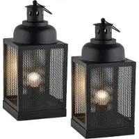 Marrakesch Orient & Mediterran Interior Tischlampen Ceed aus Metall für stimmungsvolles Licht, 2er-Set, in Schwarz 35 cm