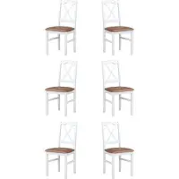 LeafDesign Esszimmerstuhl, Holz Buche Massiv Stuhl Stühle Küchenstuhl - Set 6x Nilo 11 weiss