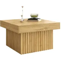 Aiorber Eleganter Holz Kaffee-Tisch – Modernes Design mit PB Tischplatte und MDF Basis, vielseitig und robust, 79x79x46 cm, Holzfarbe
