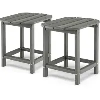 GIANTEX Beistelltisch 2er Set, HDPE-Gartentisch wetterfest, Kleiner Balkontisch, Kaffeetisch mit 2-stöckigem Stauraum, Outdoor-Teetisch, 48 x 37 x 46 cm, Grau