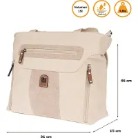 Christian Wippermann Große Damen Tasche Schultertasche Umhängetasche Henkeltasche Leder Optik Bag Beige