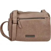 Christian Wippermann Kleine Damen Tasche Schultertasche Umhängetasche Crossover Bag Leder Optik Handtasche Taupe