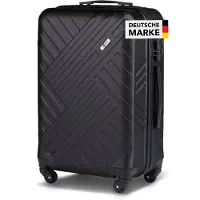 Xonic Design Reisekoffer mit Rollen 360° - ABS Hartschalen-Koffer Trolley mit Zahlenschloss in Handgepäck M-L-XL-Set (Schwarz, L)