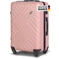 Xonic Design Reisekoffer mit Rollen 360° - ABS Hartschalen-Koffer Trolley mit Zahlenschloss in Handgepäck M-L-XL-Set (Pastell Rosa, XL)