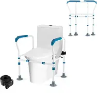 GIANTEX 6-fach hoehenverstellbare Aufstehhilfe Toilette WC Aufstehhilfe mit Armlehnen ohne Bohren Toiletten Stützgestell Haltegriff für Bad mit verstellbarer Breite WC-Stützhilfe rutschfest