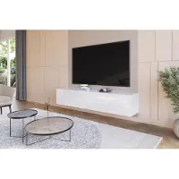 Hajduk furniture Hängendes TV Lowboard Hochglanz Weiß 180 cm (2x90), TV Schrank grifflos, Push-to-Open