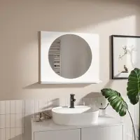 Hajduk furniture Runder Badspiegel mit Ablage 70x60 cm ⌀55 cm Weiß – Badezimmerspiegel Wandspiegel