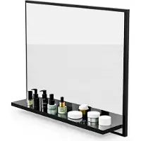 Hajduk furniture Badspiegel mit Ablage 60x50 cm Schwarz – Badezimmerspiegel Wandspiegel
