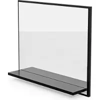 Hajduk furniture Badspiegel mit Ablage Schwarz - H:50 x B: 60 cm - Bathroom Mirror - Moderner Badezimmer Spiegel Rechteckig - Wandspiegel mit Regal