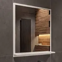 Hajduk furniture Badspiegel mit Ablage Weiß - H:70 x B: 60 cm - Bathroom Mirror - Moderner Badezimmer Spiegel Rechteckig - Wandspiegel mit Regal