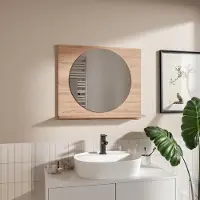 Hajduk furniture Runder Badspiegel mit Ablage 70x60 cm ⌀55 cm Sonoma – Badezimmerspiegel Wandspiegel