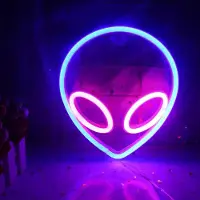 Kopper-24 NEON LED Licht, dekorative USB Batterie Leuchte, Alien blau pink, ca. 22 x 19 cm