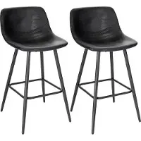 Dripio Barhocker Hubertus - Mit Rückenlehne - Kunstleder - Barstühle - Ergonomisch - Sitzhöhe 63cm - Schwarz - 2er Set - Küche und Bar