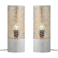 Marrakesch Orient & Mediterran Interior Tischlampen Verdure aus Metall für stimmungsvolles Licht, 2er-Set, in Weiß 34 cm