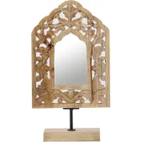 Marrakesch Orient & Mediterran Interior Wandspiegel Akaash, handgefertigt für die Raumgestaltung, in Naturbraun, 38 cm