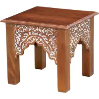 Marrakesch Orient & Mediterran Interior Couchtisch Acelya aus Massivholz gefertigt als praktische Ablage, in Braun 49 cm