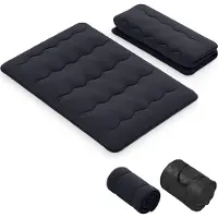 GIANTEX Bodenmatratze 140x200 cm, Futon Matratze Japanisch, Tatami Matte Faltbar & Tragbar, Klappmatratze mit Tragetasche & Abnehmbarer Bezug, Schwarz