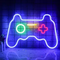 Kopper-24 NEON LED Licht, dekorative Wand-Leuchte, blauer Spiele-Controller, ca. 41 x 27,5 x 2 cm